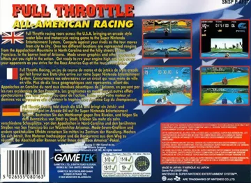 Full Throttle - All-American Racing (Europe) box cover back